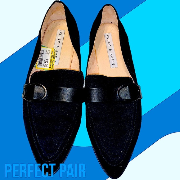 Kelly & Katie Shoes - Loafers 👞 Kelly & Katie Black Heeled Loafer w/ Side Buckle Faux Suede Si…